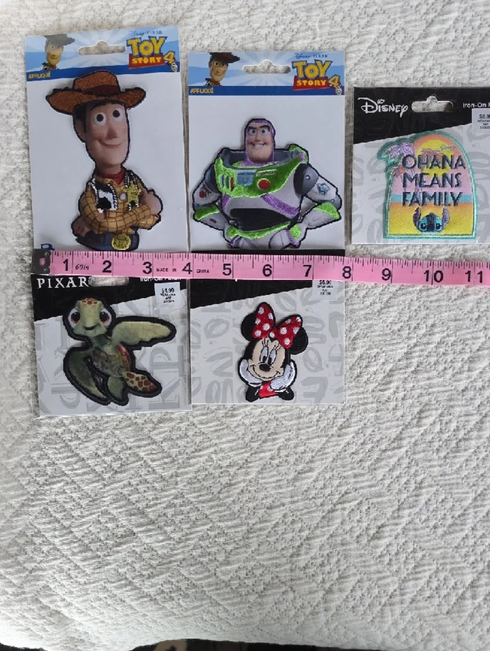 Toy Story & Disney Iron-On Patch Set Of Five Buzz-Woody-Minnie-Turtle 'Ohana' - Picture 6 of 6